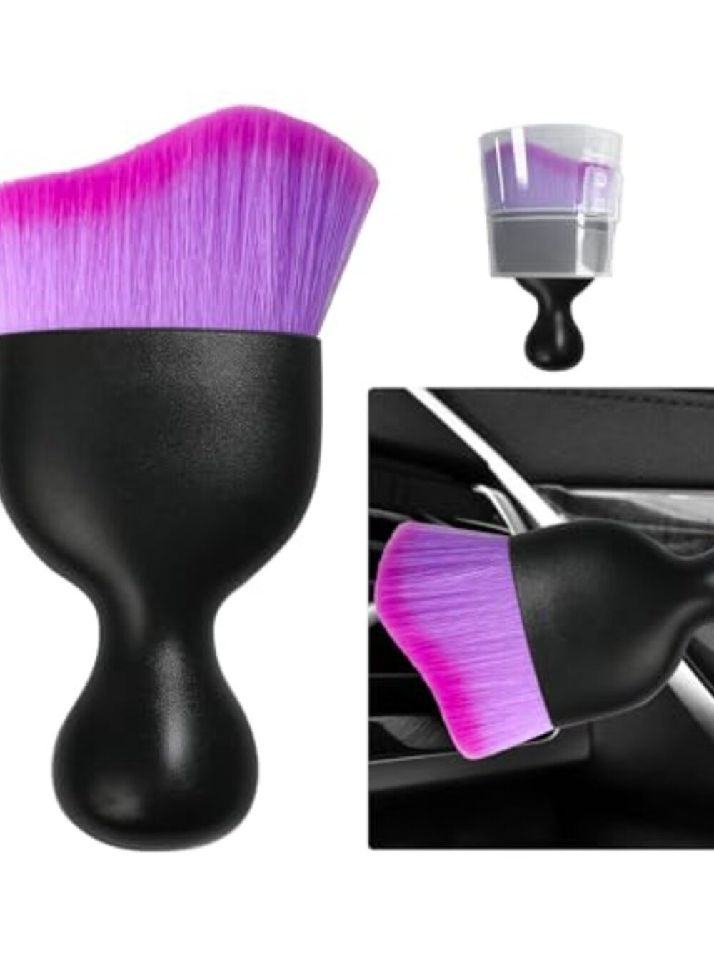 Car Detailing Brush Curved Soft Bristles Auto Removal Dust Collectors